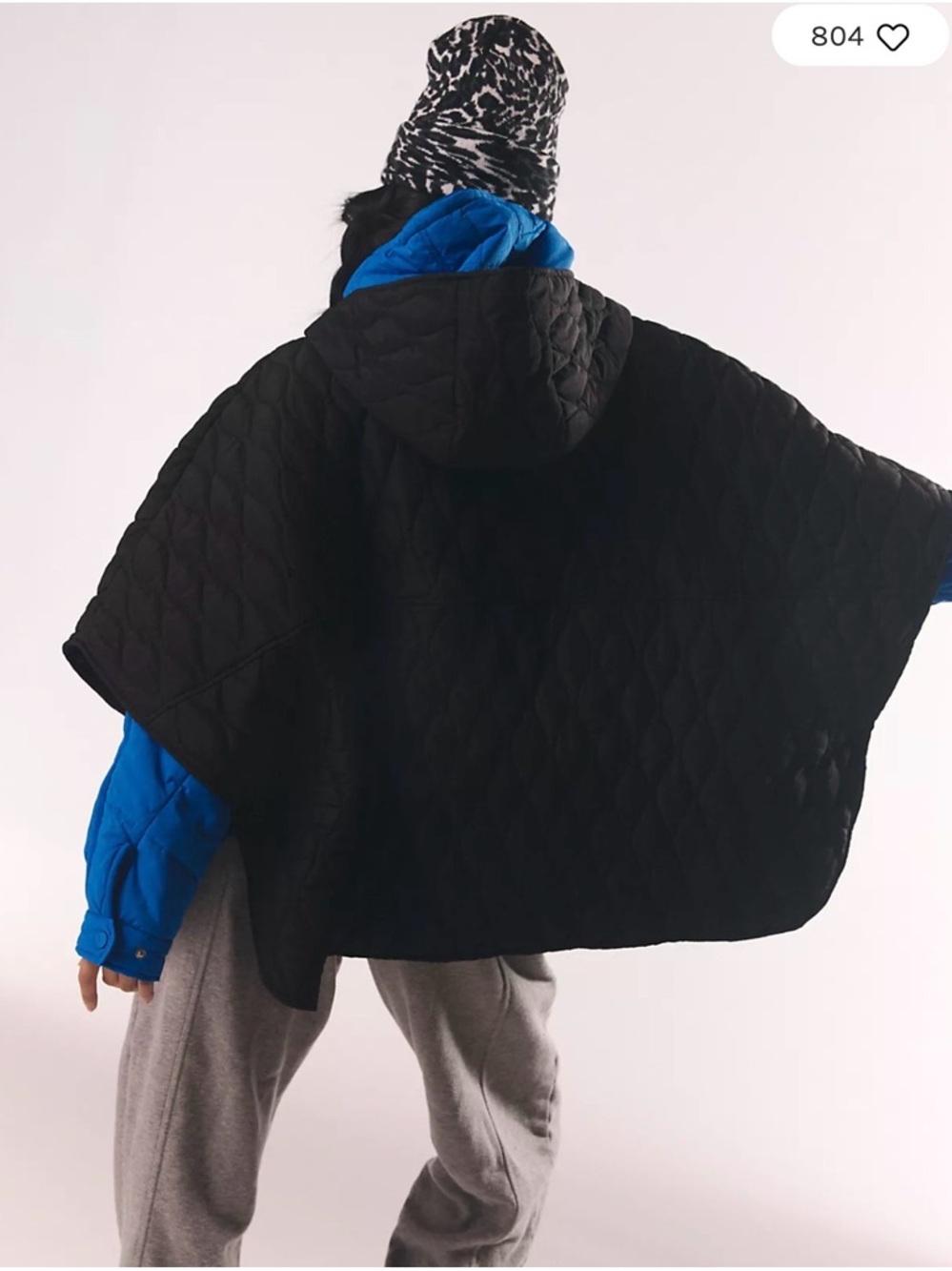 FP Movement by Free People Black Quilted Cape Jacket. One Size. - Picture 6 of 7